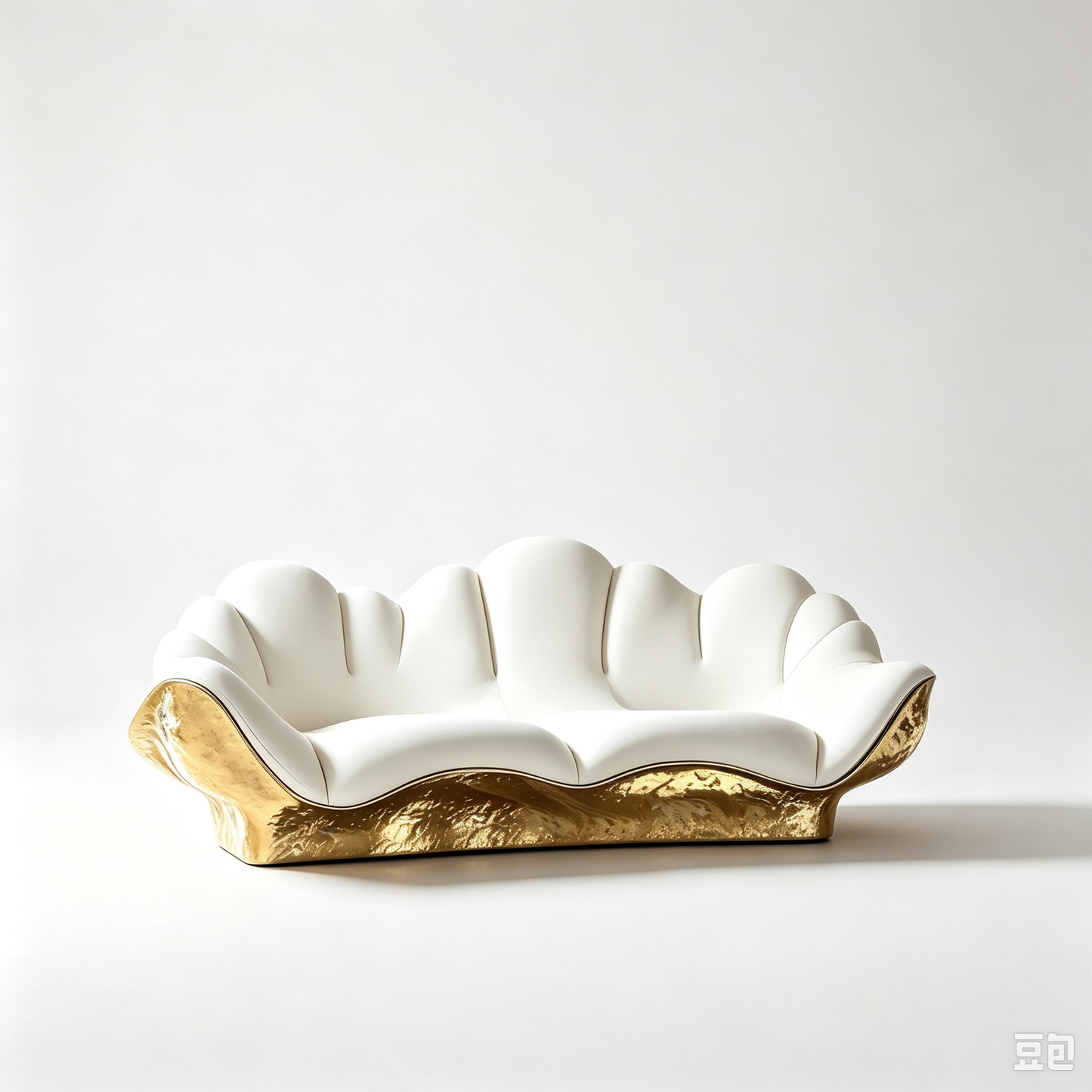 3D Gold Curved Sofa