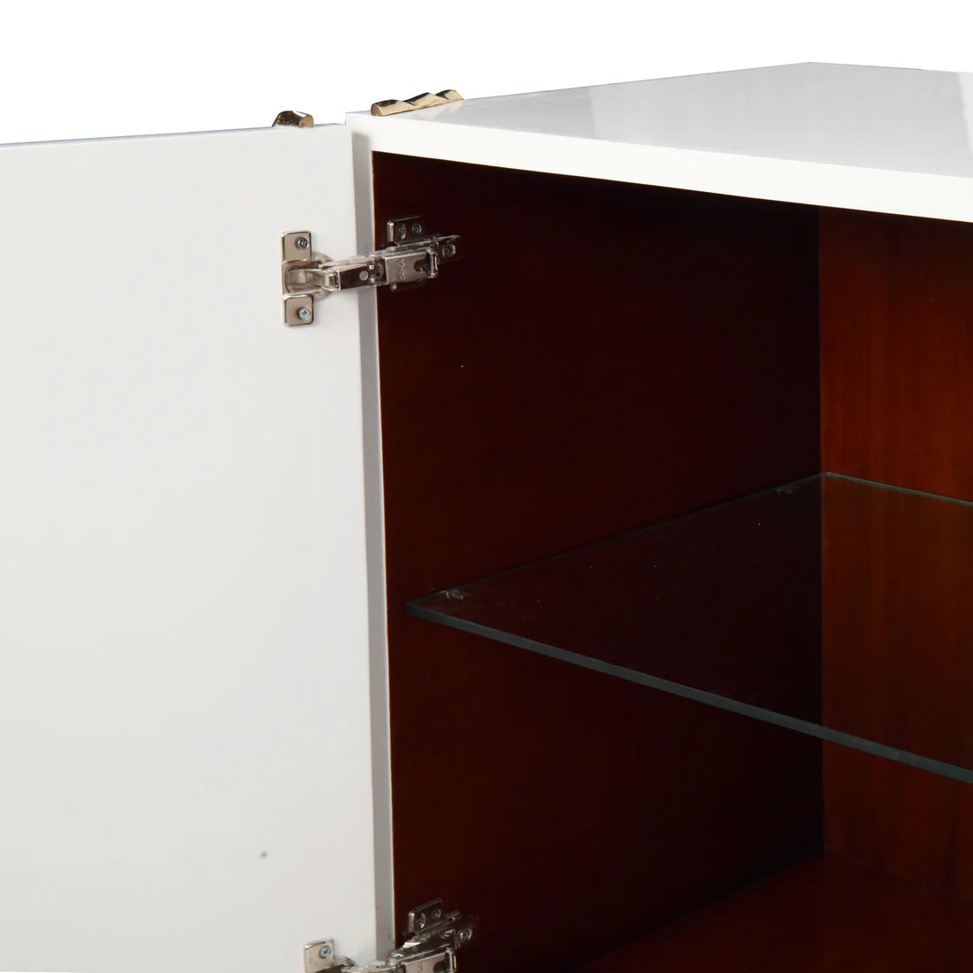 Luxury Polished Brass Credenza White