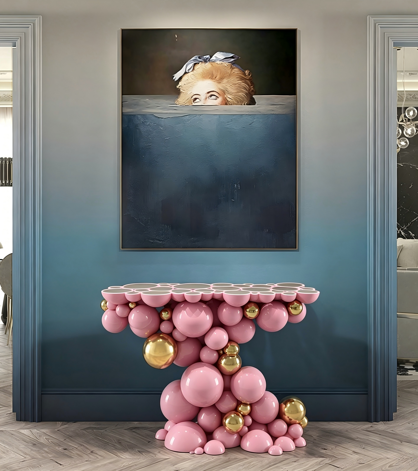Contemporary Artistic Pink Console