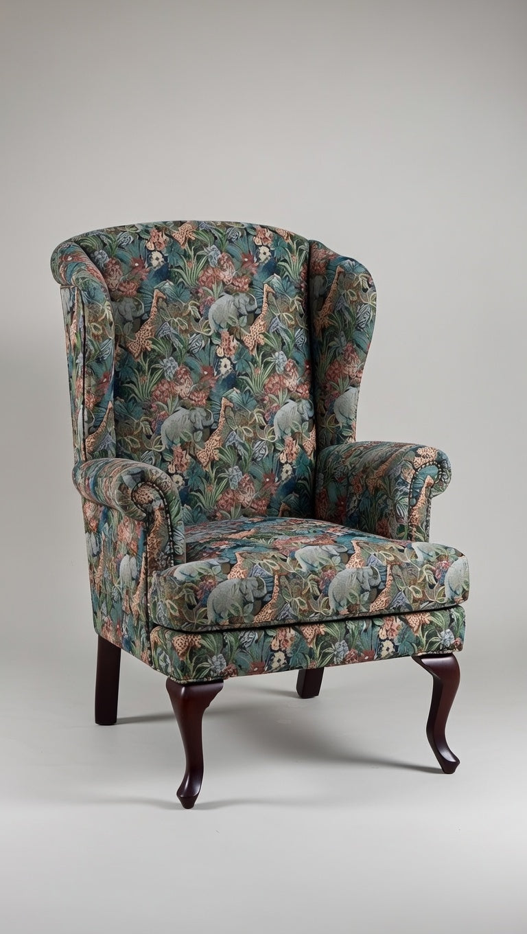 Handmade Italian Shahi Printed Amrchair
