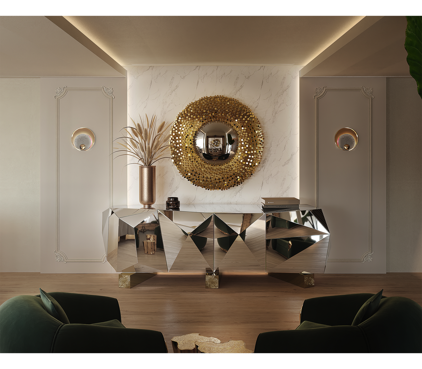 Legend-Inspired Brass Wall Mirror