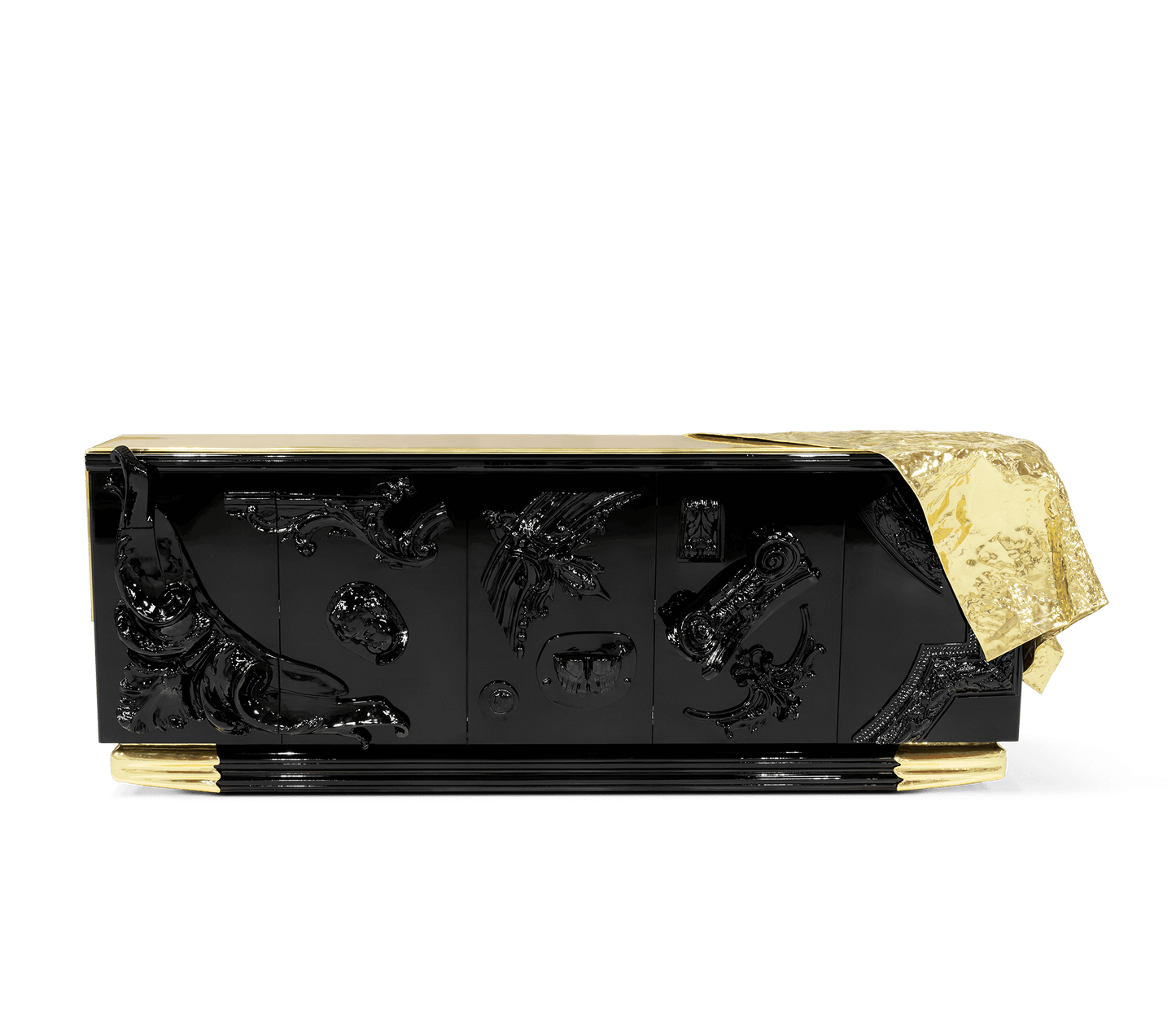 Voltaire Black Lacquer & Brass Sideboard