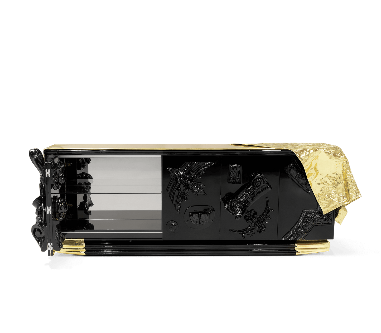 Voltaire Black Lacquer & Brass Sideboard