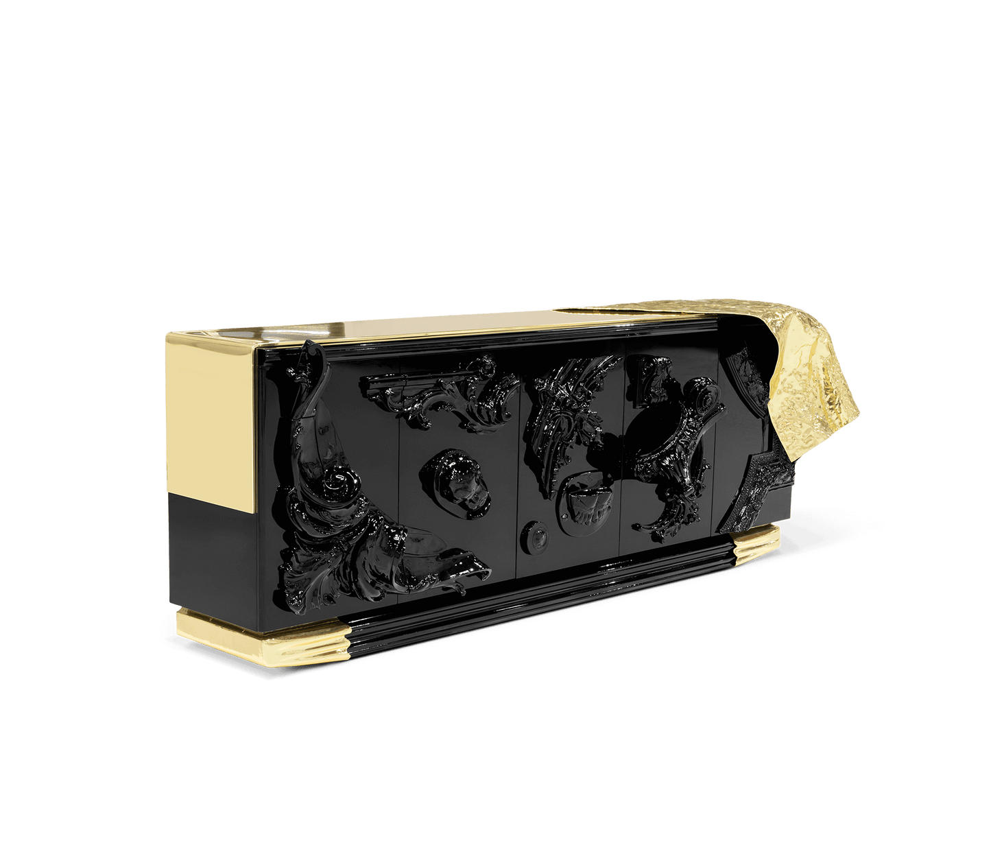 Voltaire Black Lacquer & Brass Sideboard