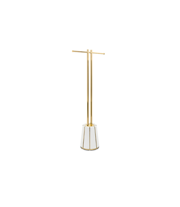 Dalyan Black Leather & Gold Brass Towel Rack