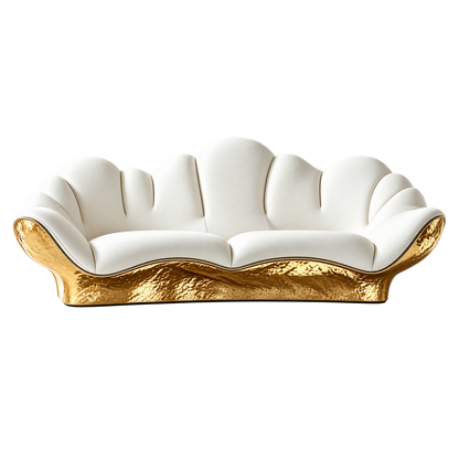 3D Gold Curved Sofa