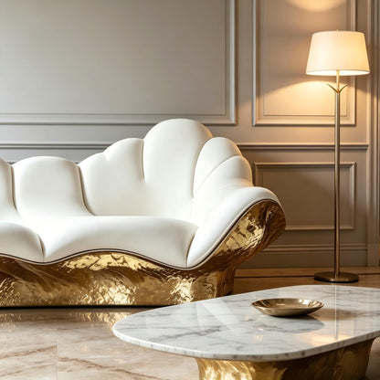 3D Gold Curved Sofa