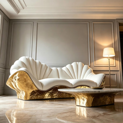 3D Gold Curved Sofa
