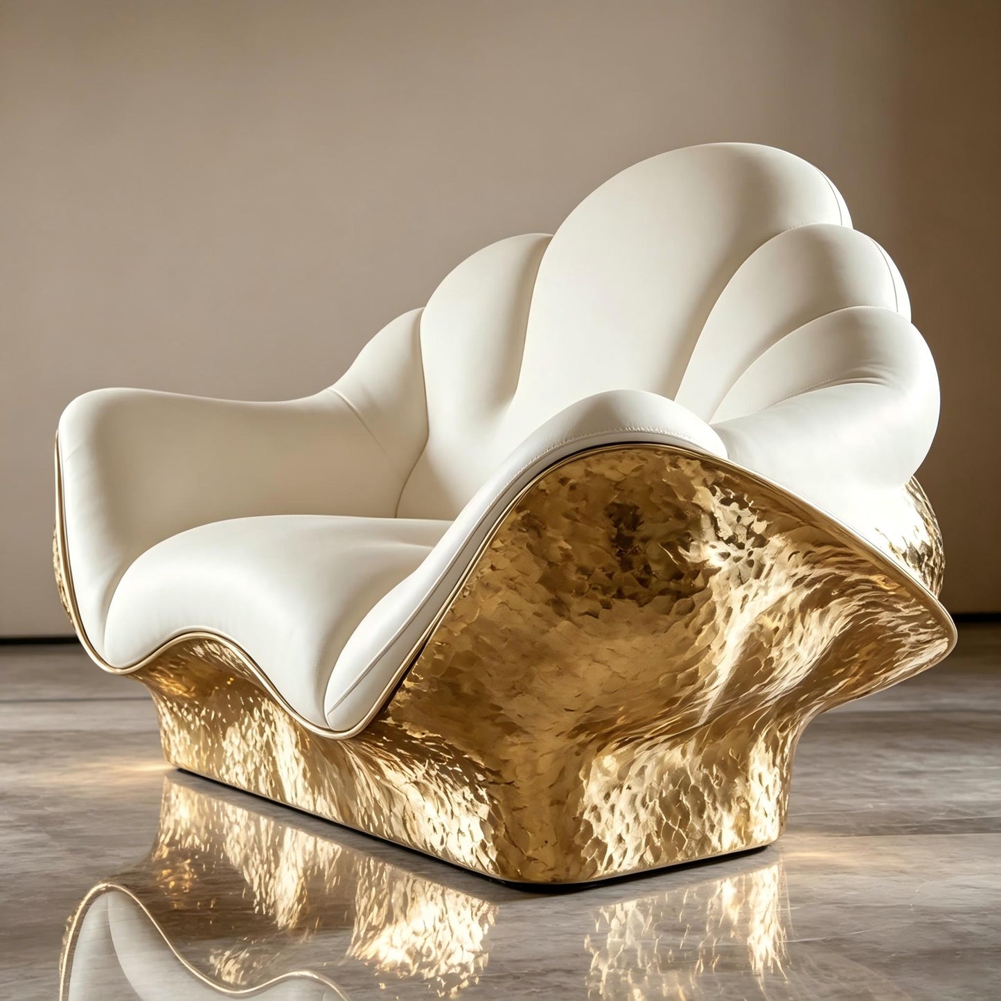 3D Gold Curved Sofa
