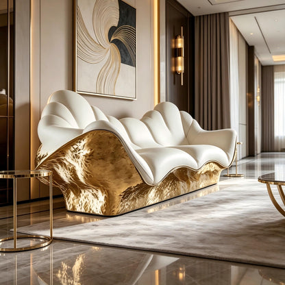 3D Gold Curved Sofa