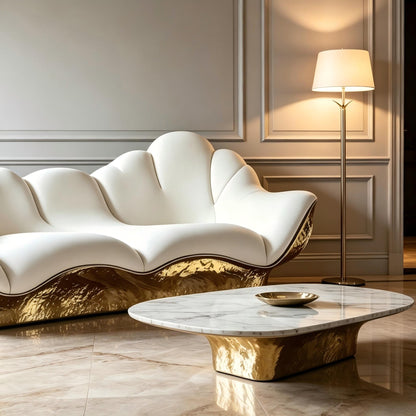 3D Gold Curved Sofa