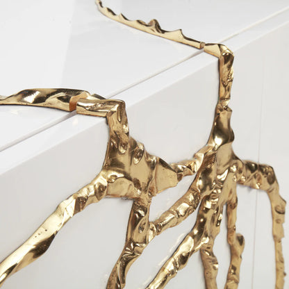 Luxury Polished Brass Credenza White