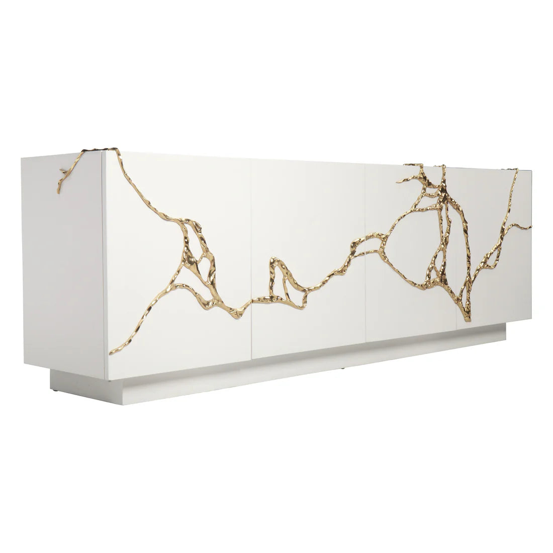Luxury Polished Brass Credenza White