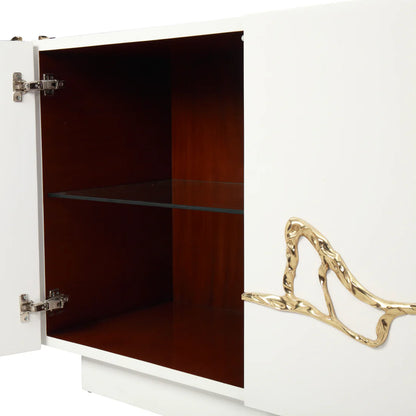 Luxury Polished Brass Credenza White