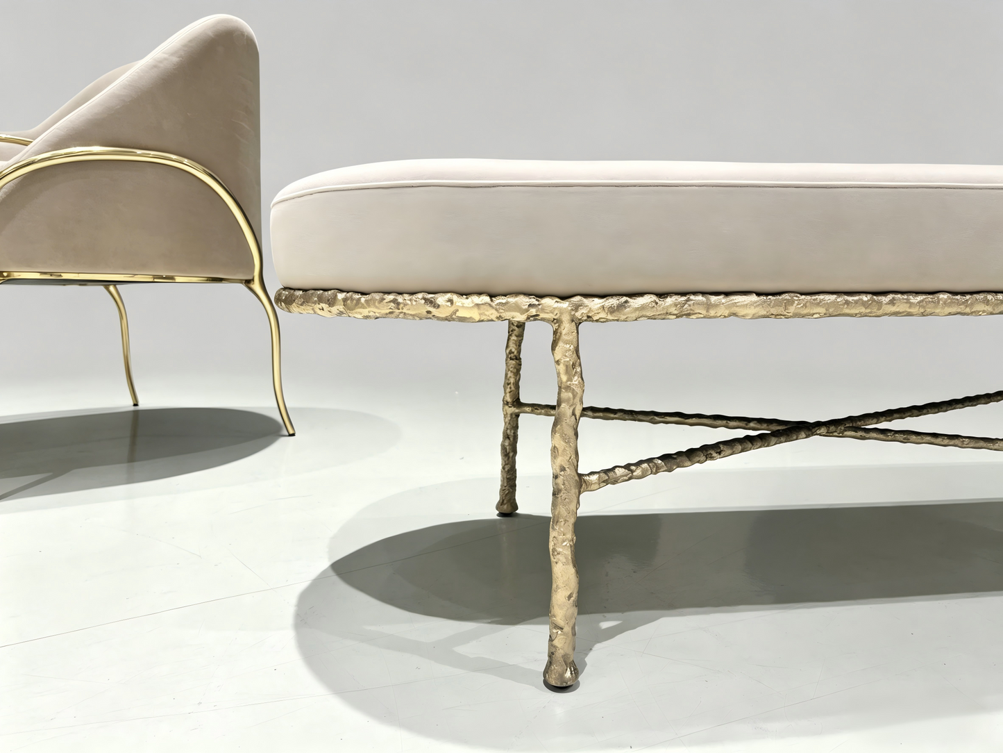 Artistic Solid Brass Side Bench