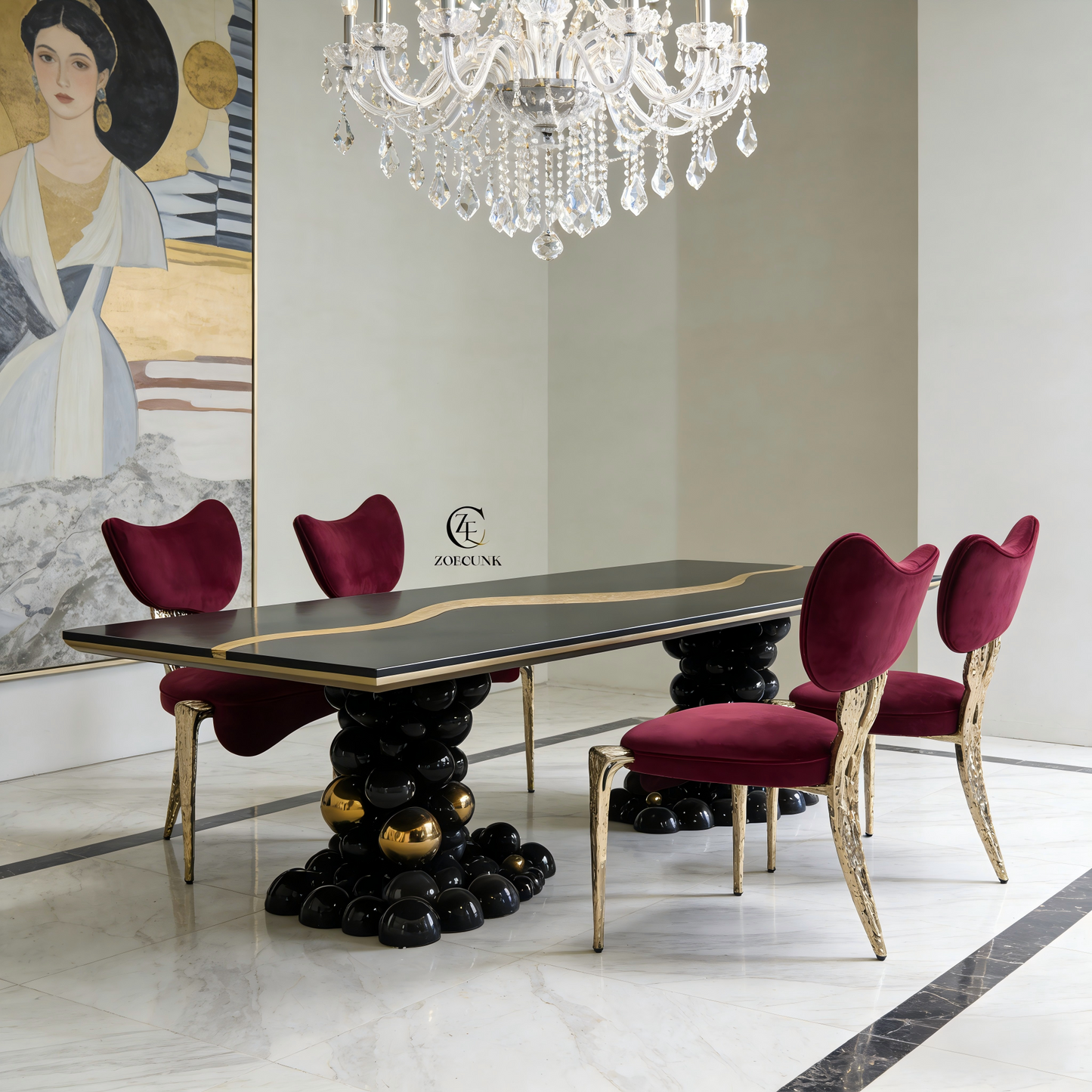 Italian Style Curved River Dining Table