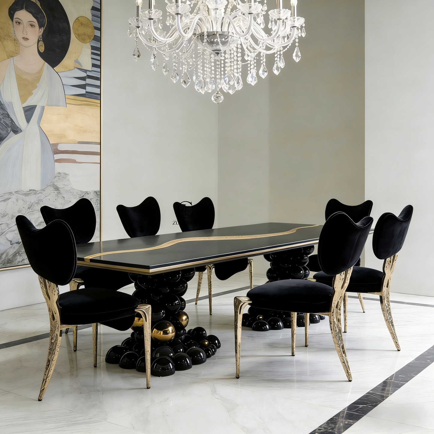 Italian Style Curved River Dining Table
