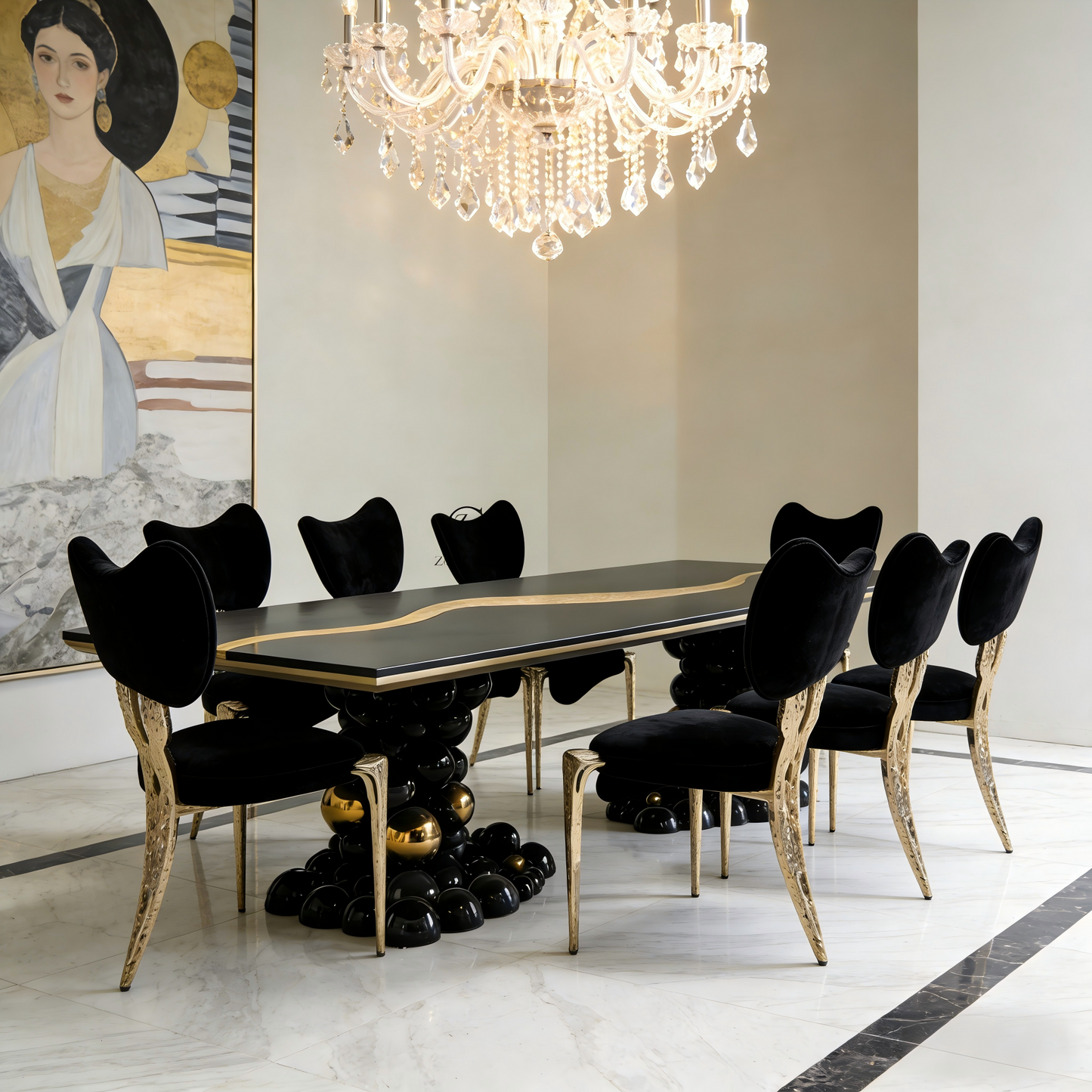 Italian Style Curved River Dining Table