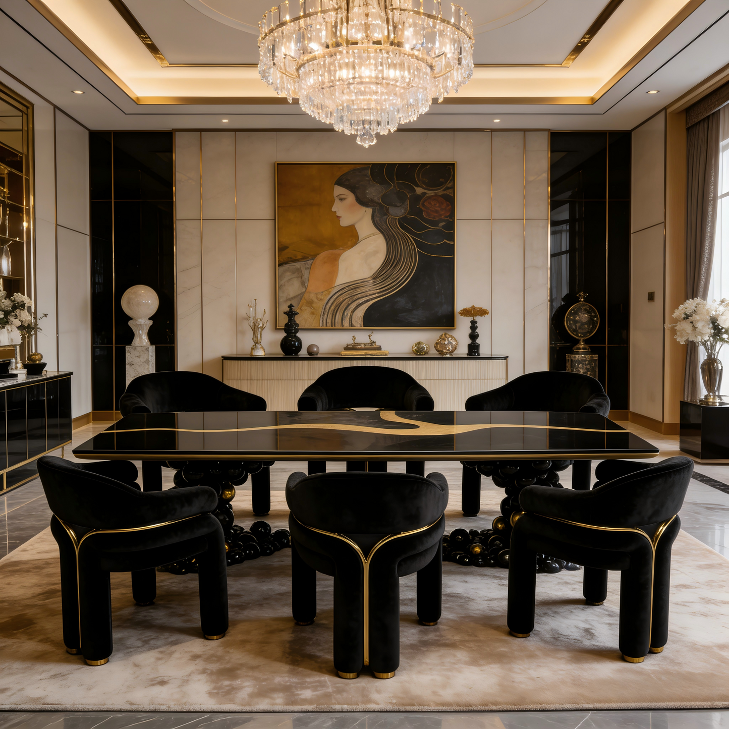 Italian Style Curved River Dining Table