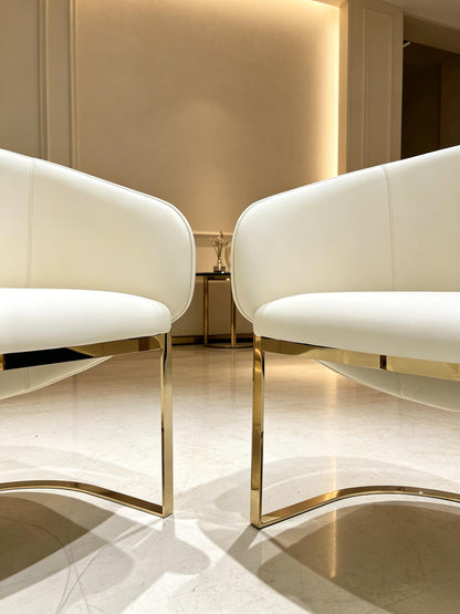 Beige Leather Armchair