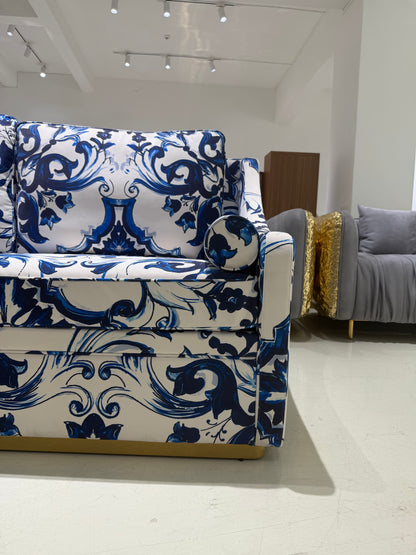 Blue & White Luxury Printed Modular Sofa