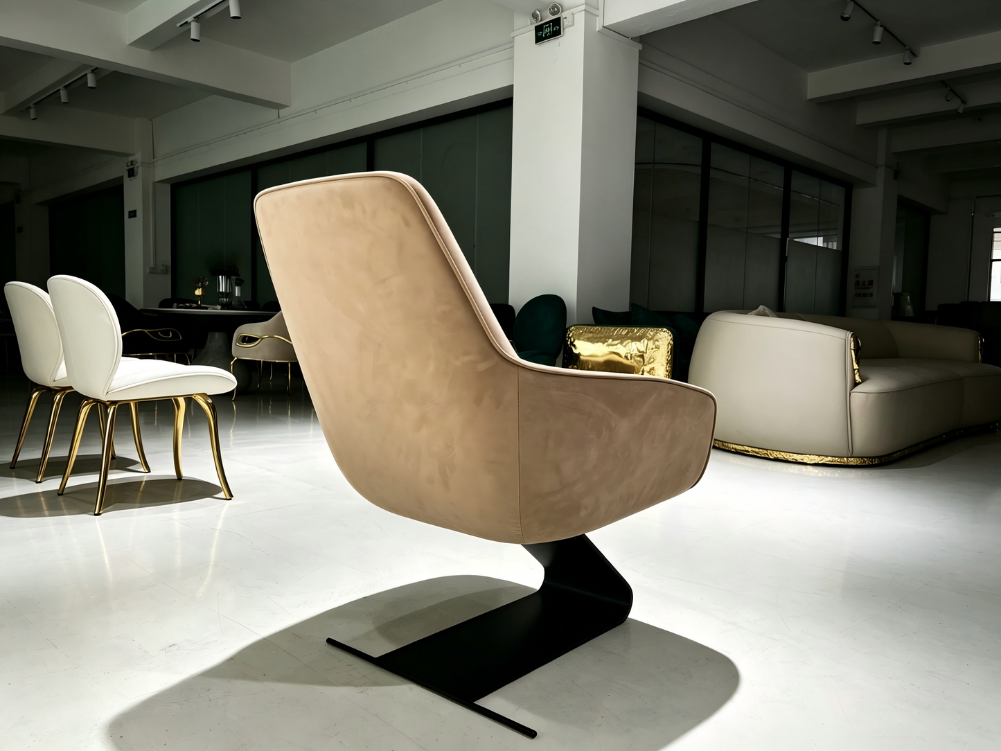 Curved Leg Velvet Lounge Chair