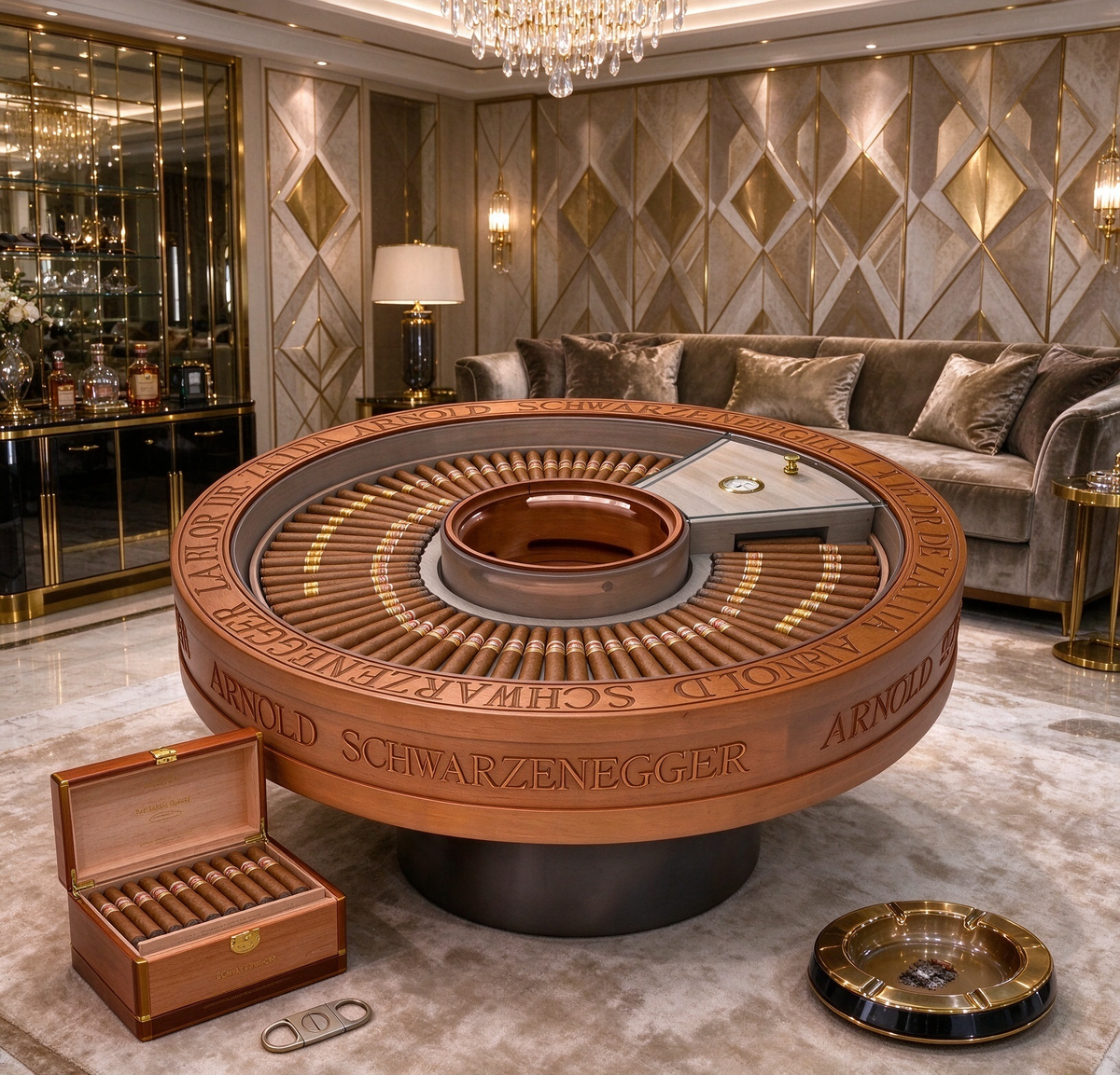 Customized Arnol Schwarzenegger Cigar Table