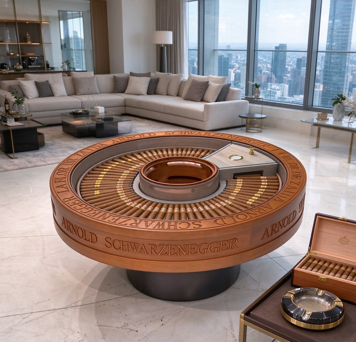Customized Arnol Schwarzenegger Cigar Table