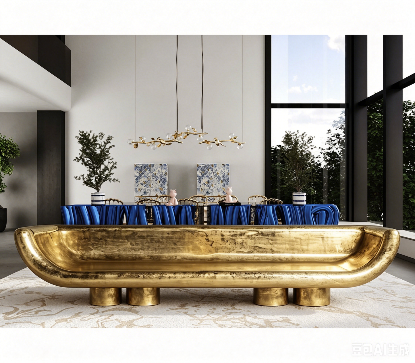 Designer Golden Bench Sofa