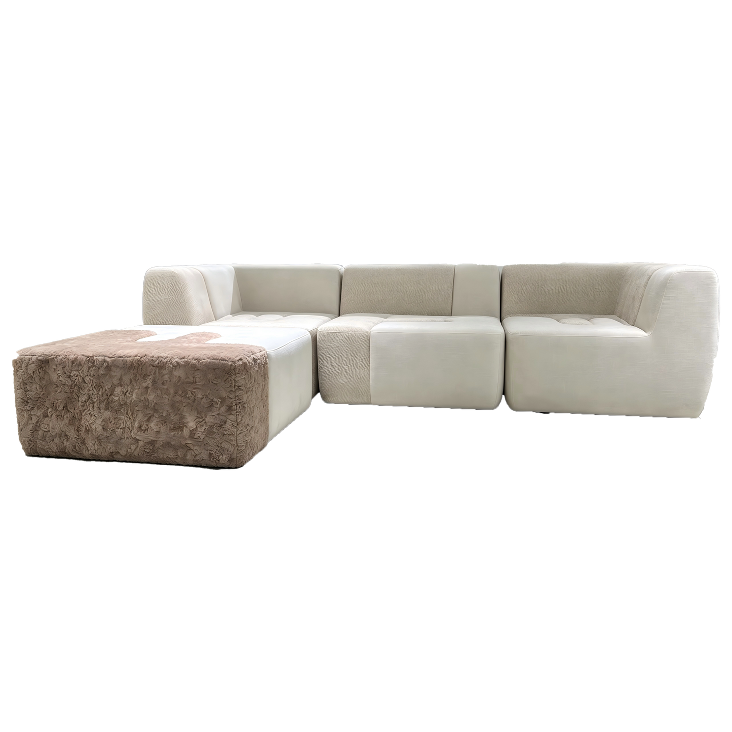 Faux-Fur Modular Sectional Sofa