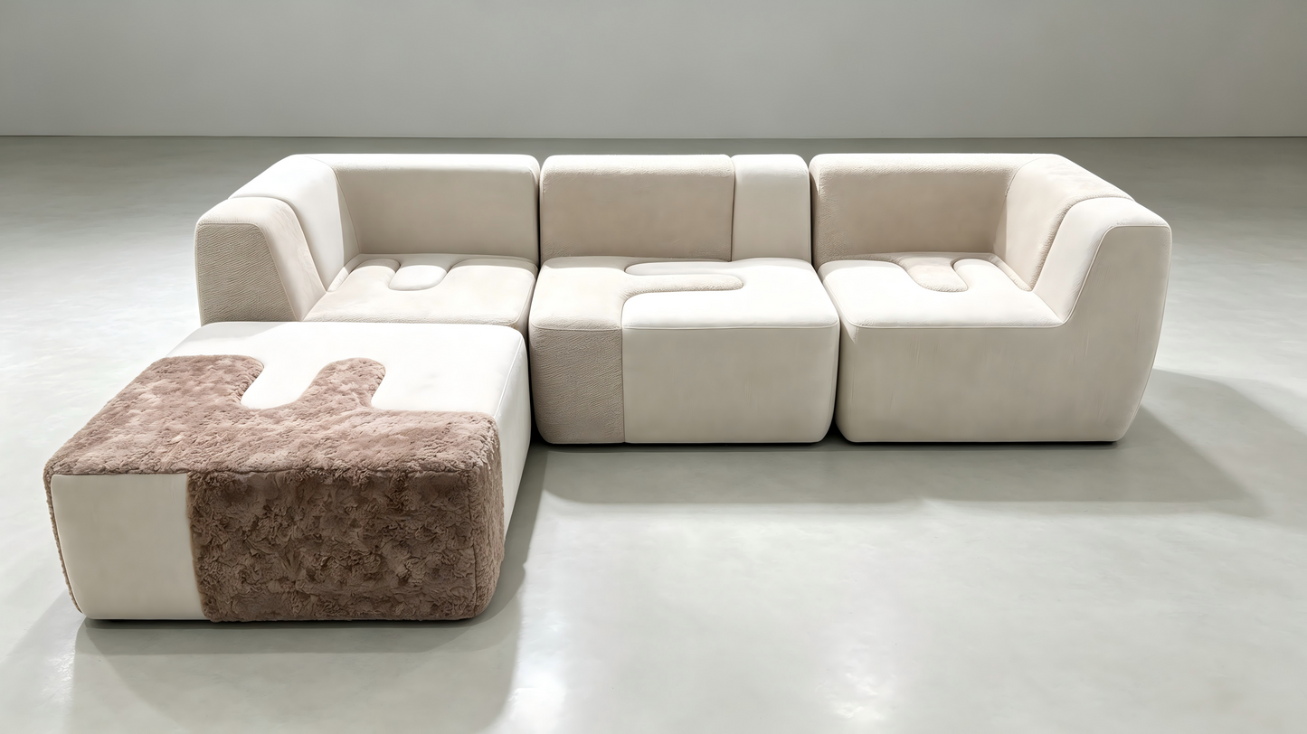 Faux-Fur Modular Sectional Sofa