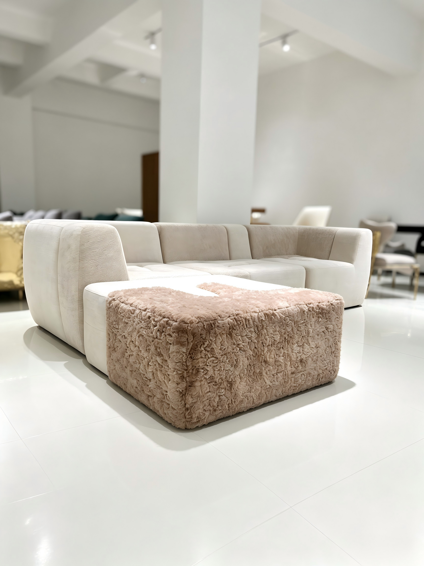 Faux-Fur Modular Sectional Sofa