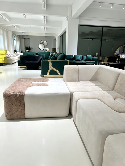 Faux-Fur Modular Sectional Sofa
