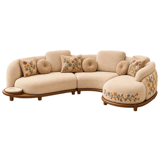 Gemi Ebroidery Curved Sofa
