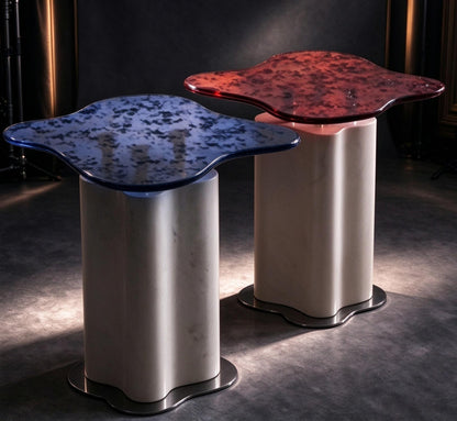 Glassy Corner Table Set