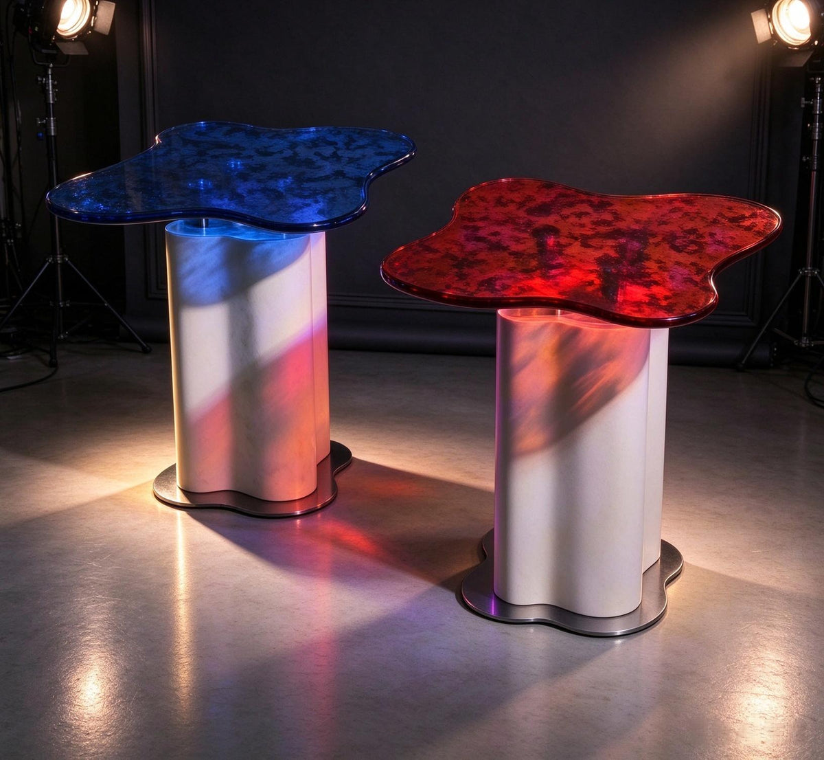 Glassy Corner Table Set