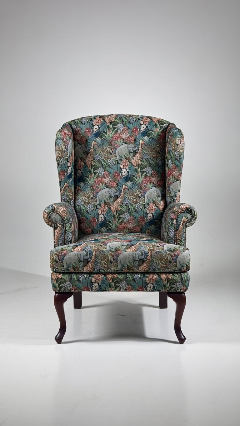 Handmade Italian Shahi Printed Amrchair