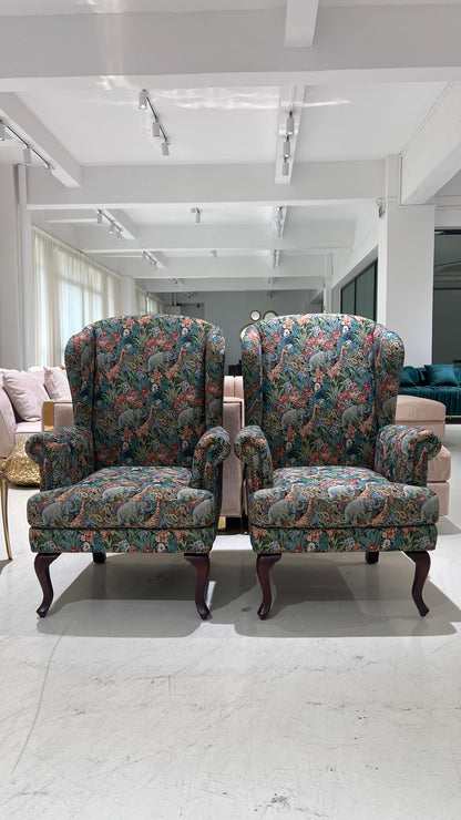 Handmade Italian Shahi Printed Amrchair