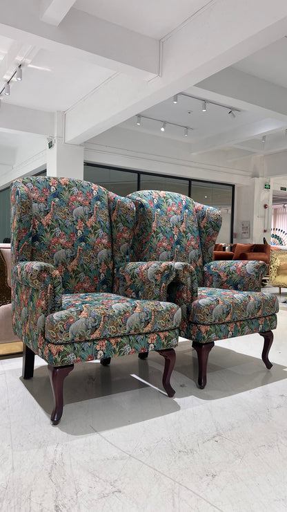 Handmade Italian Shahi Printed Amrchair