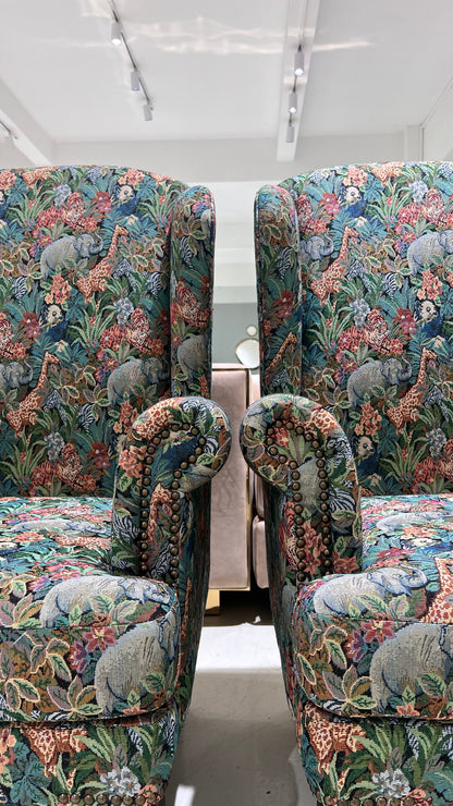 Handmade Italian Shahi Printed Amrchair