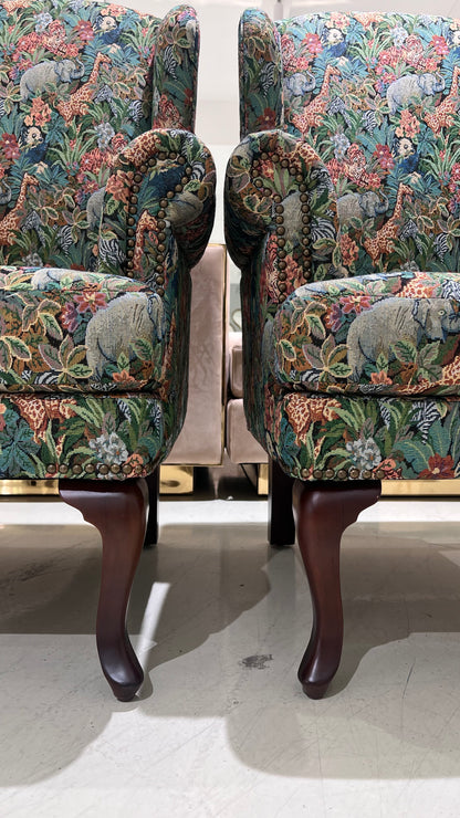 Handmade Italian Shahi Printed Amrchair