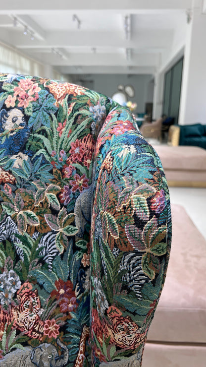Handmade Italian Shahi Printed Amrchair