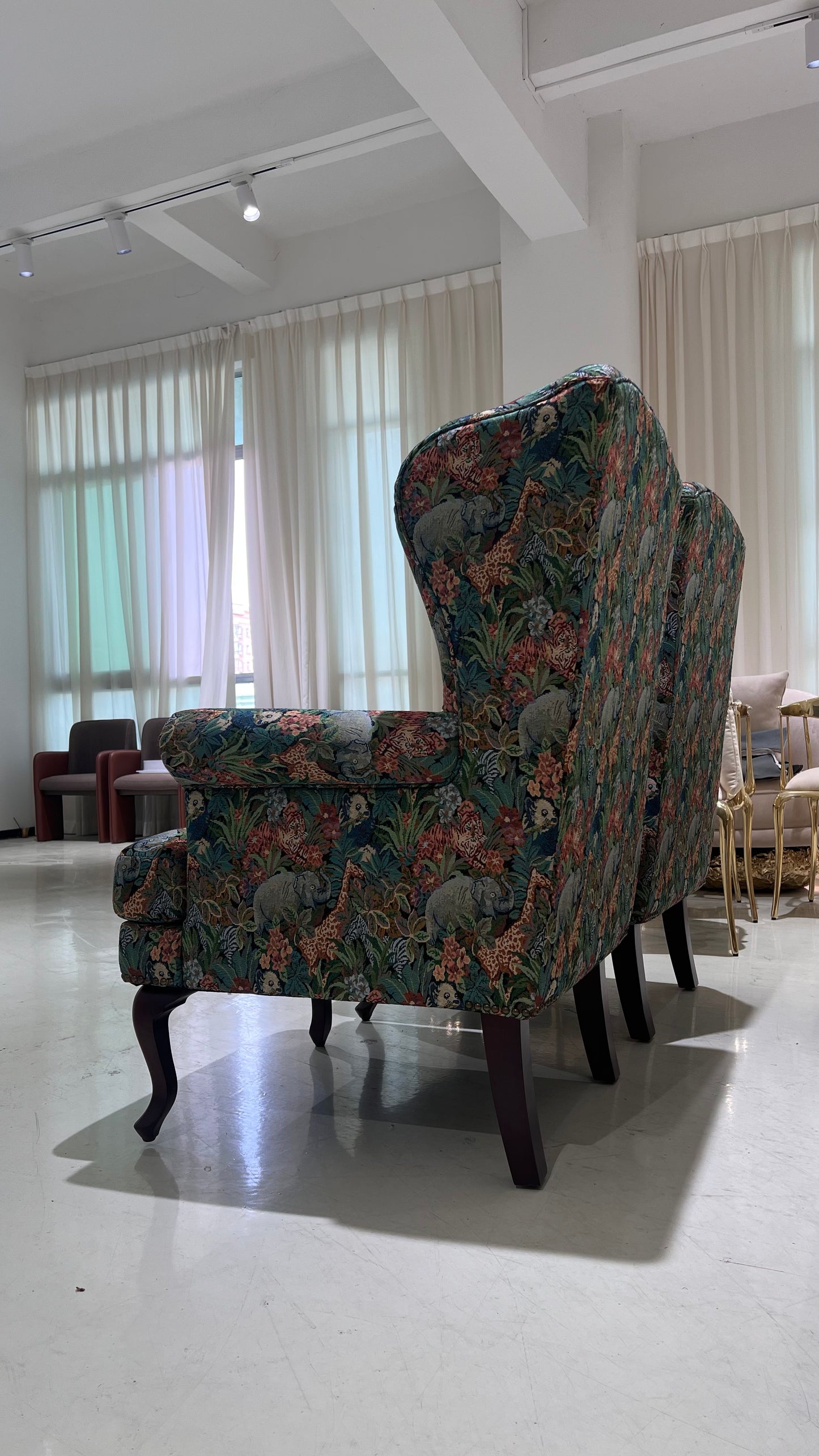 Handmade Italian Shahi Printed Amrchair