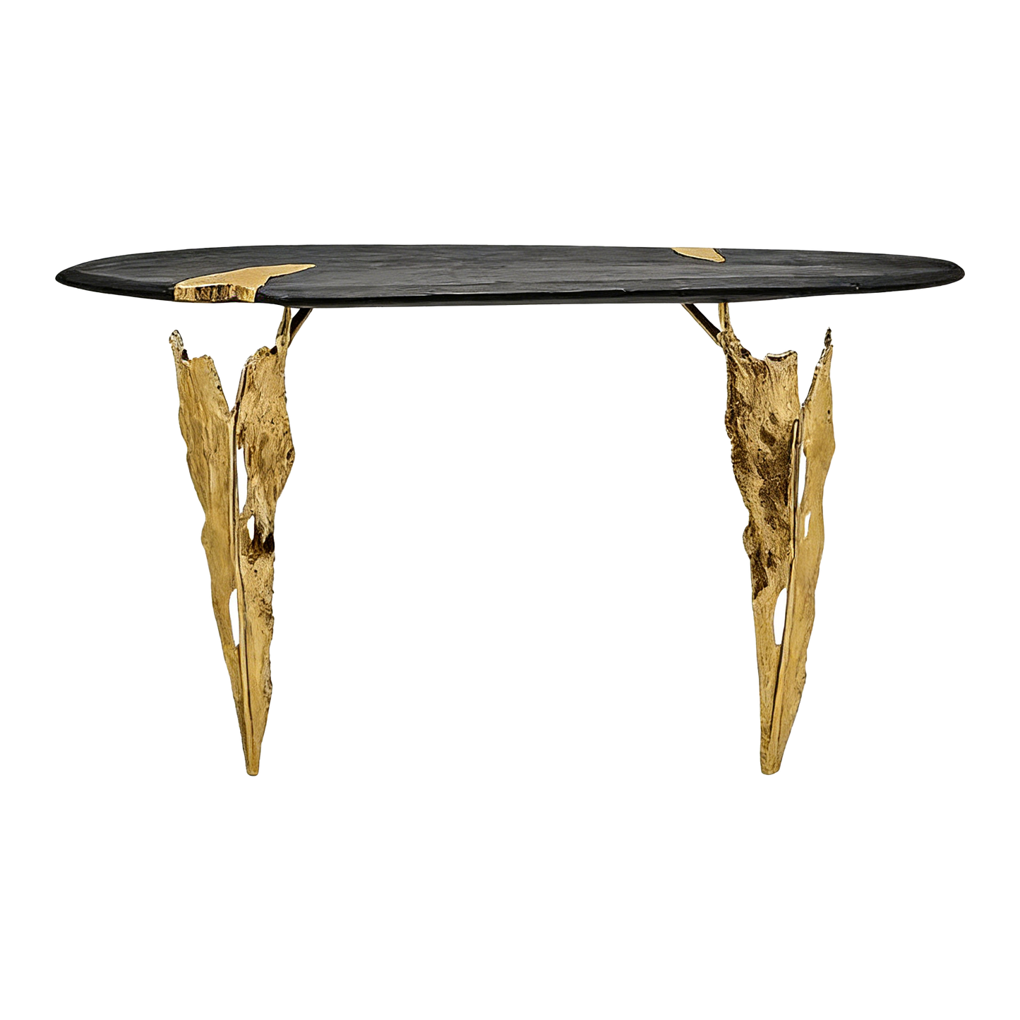 Italian-Style Sculpted Brass Console Table