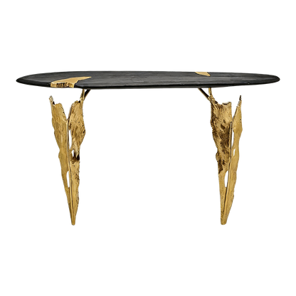 Italian-Style Sculpted Brass Console Table