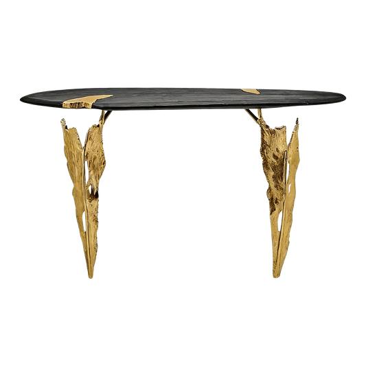 Italian-Style Sculpted Brass Console Table