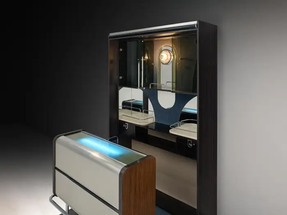 Italian Bar Unit with Cabinets and Bar Stools