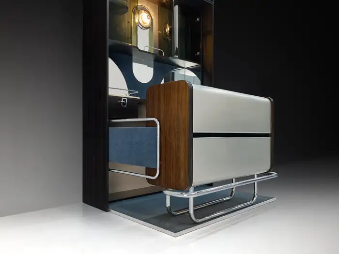 Italian Bar Unit with Cabinets and Bar Stools
