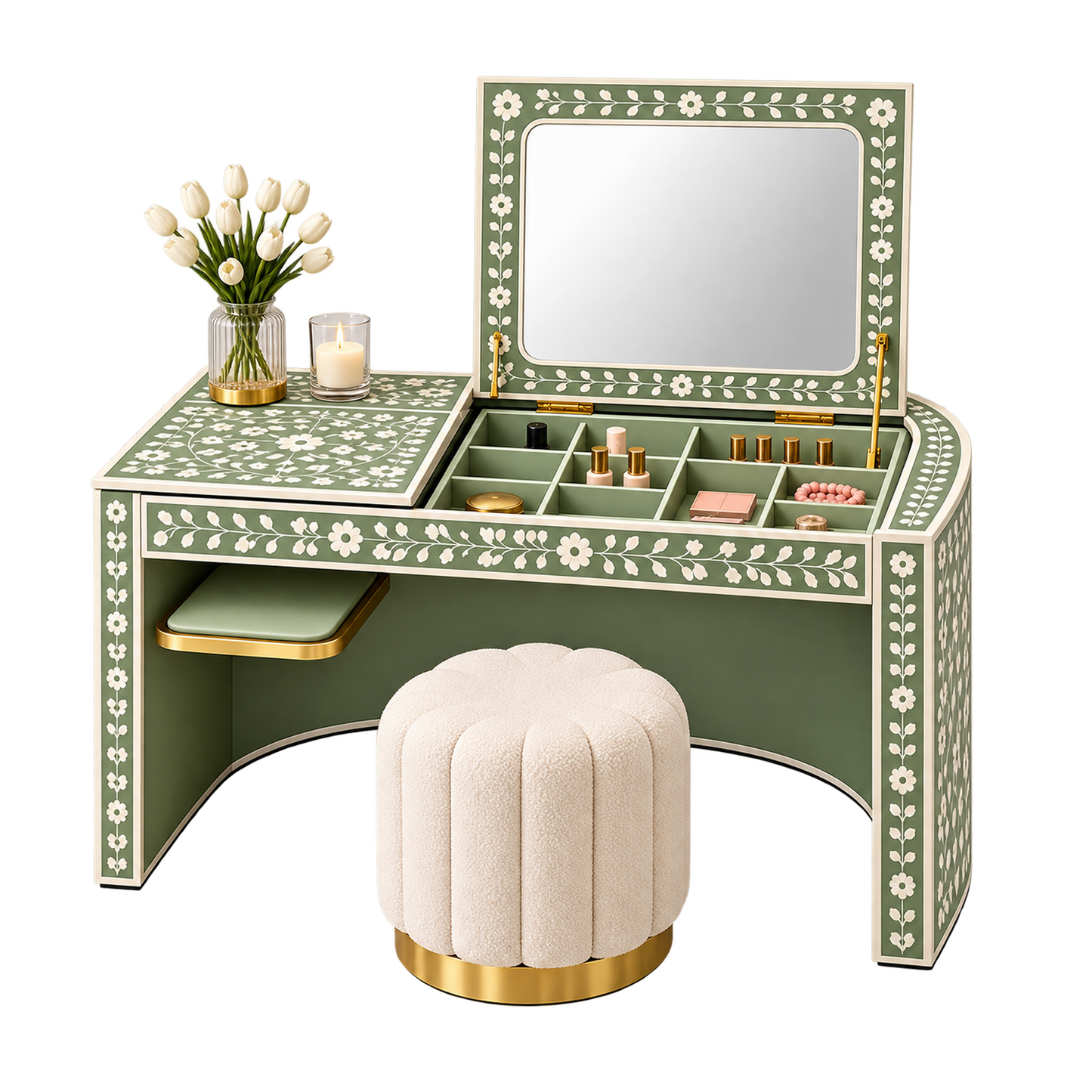 Italian Gorgeous Green Vanity Set