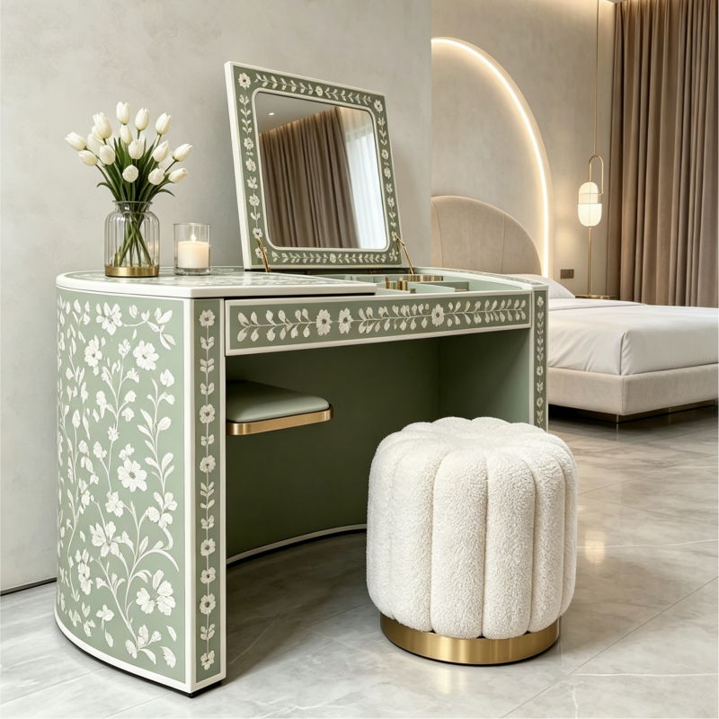 Italian Gorgeous Green Vanity Set